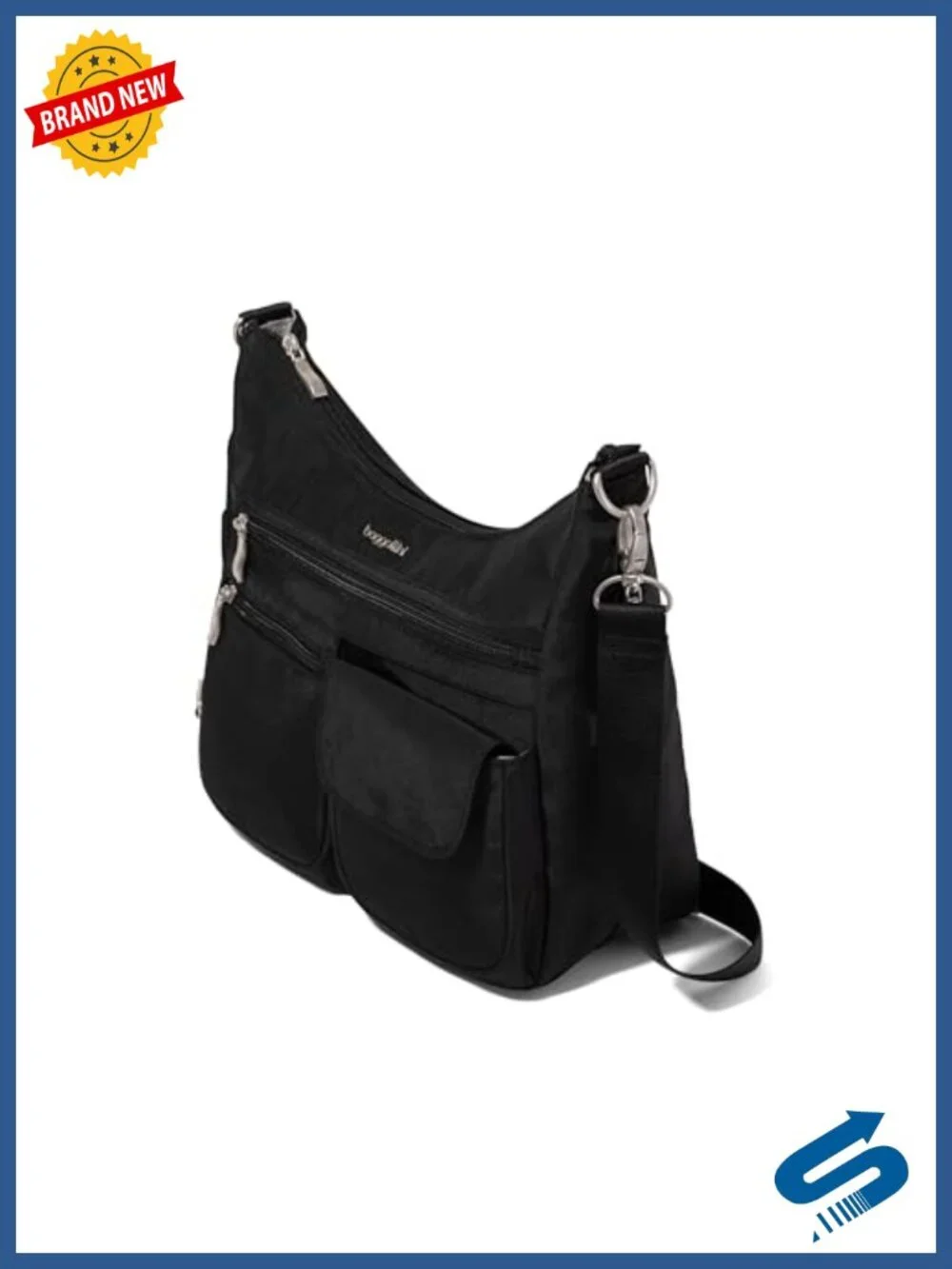 Baggallini Modern Crossbody Hobo EMF Blocking Nylon Travel Purse with RFID